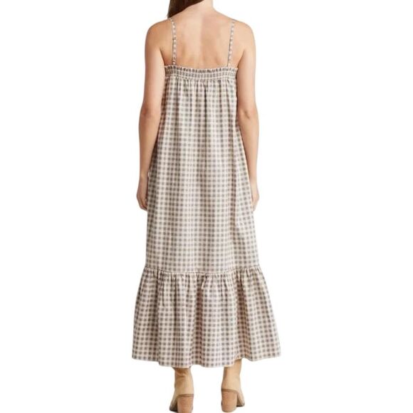 WeWoreWhat Smocked Midi Sundress - Size Medium - Gingham Whisper White - Picture 3 of 7
